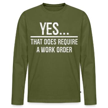 yes that does require a work order - Men's Premium Organic Long Sleeve Shirt - khaki - Front - Nico (187cm)
