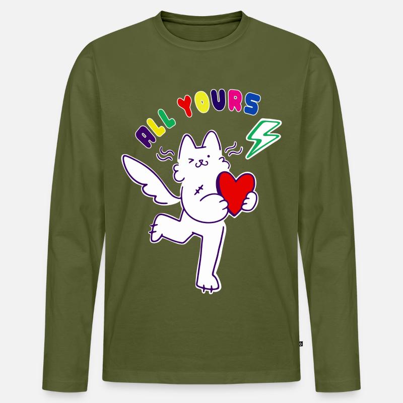 Verliebte Katze - Männer Premium Bio Langarmshirt - Khaki