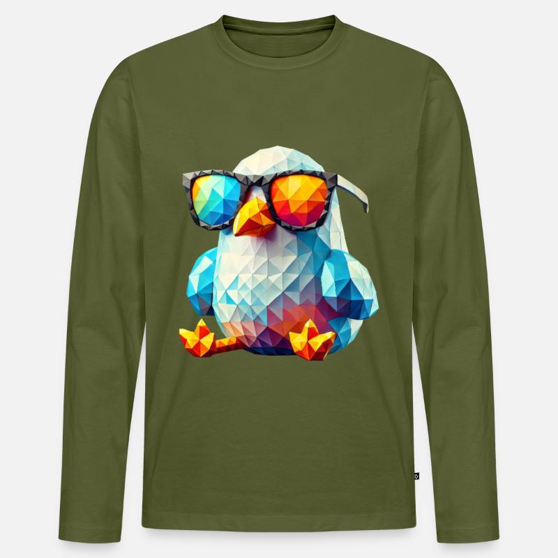 Coole Seagull Sonnenbrille - Männer Premium Bio Langarmshirt - Khaki