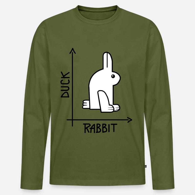 Ente oder Kaninchen Optische Täuschung - Männer Premium Bio Langarmshirt - Khaki