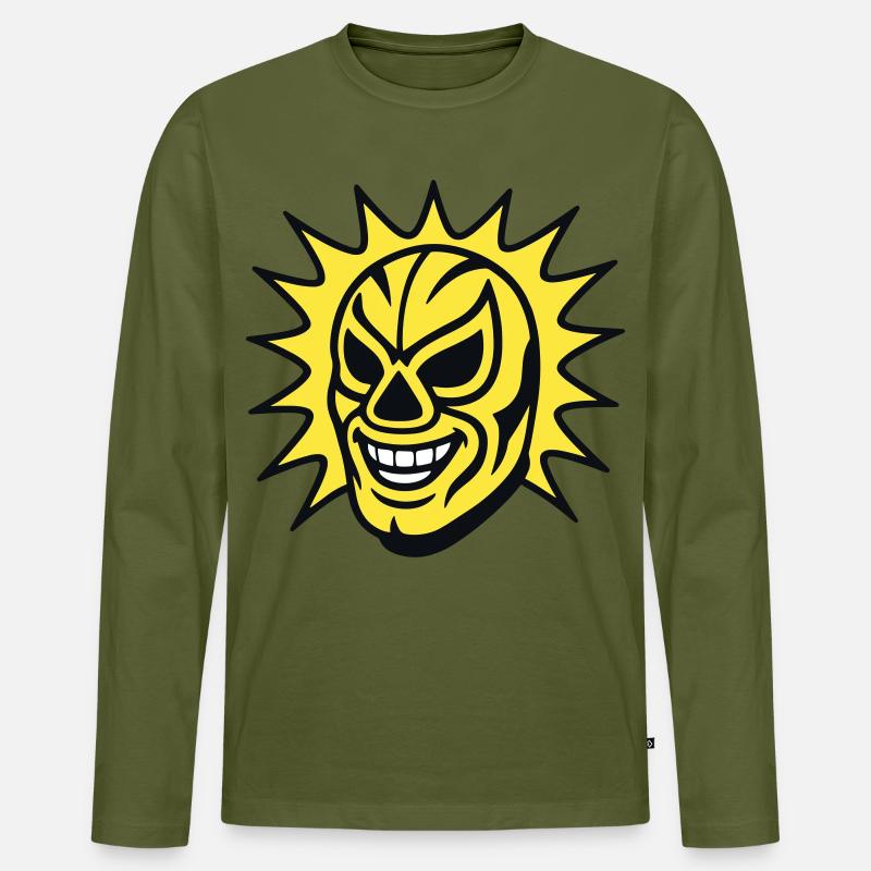 Mexican Mask / Lucha Libre - Männer Premium Bio Langarmshirt - Khaki