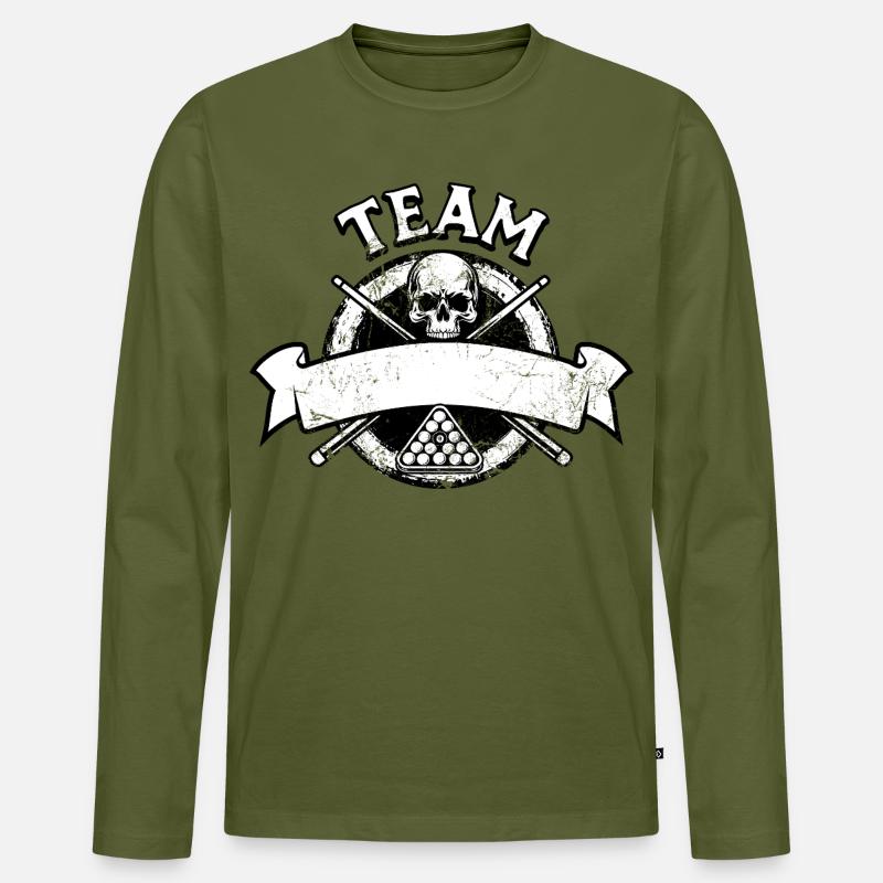 Eight Ball, Billardkugel, Billard Team Geschenk - Männer Premium Bio Langarmshirt - Khaki