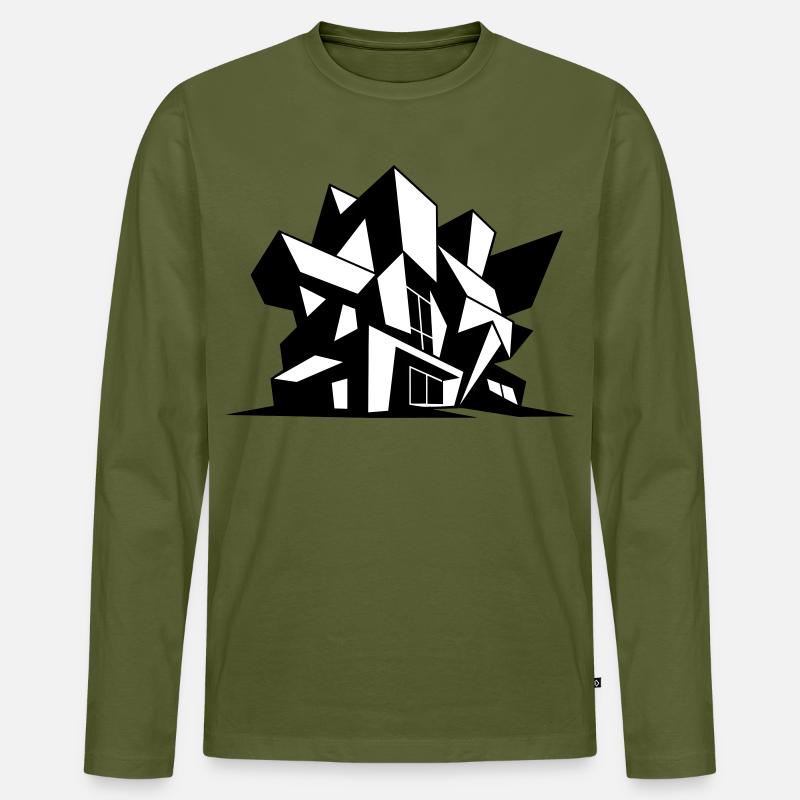 Brutalismus Architecture - Männer Premium Bio Langarmshirt - Khaki