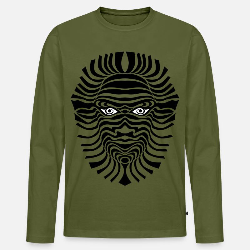 psy-chic psychedlic sixties good voodoo mask - Männer Premium Bio Langarmshirt - Khaki