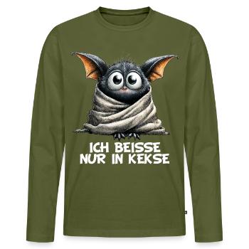 I just bite into cookies weird bat - Men's Premium Organic Long Sleeve Shirt - khaki - Front - Nico (187cm)