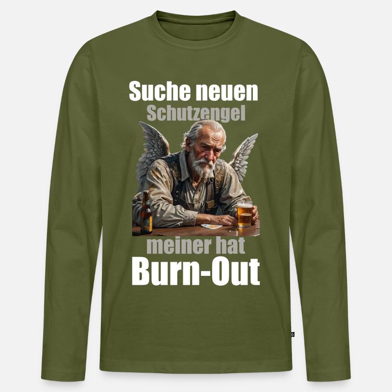 Schutzengel Burnout Spruch Design - Männer Premium Bio Langarmshirt - Khaki