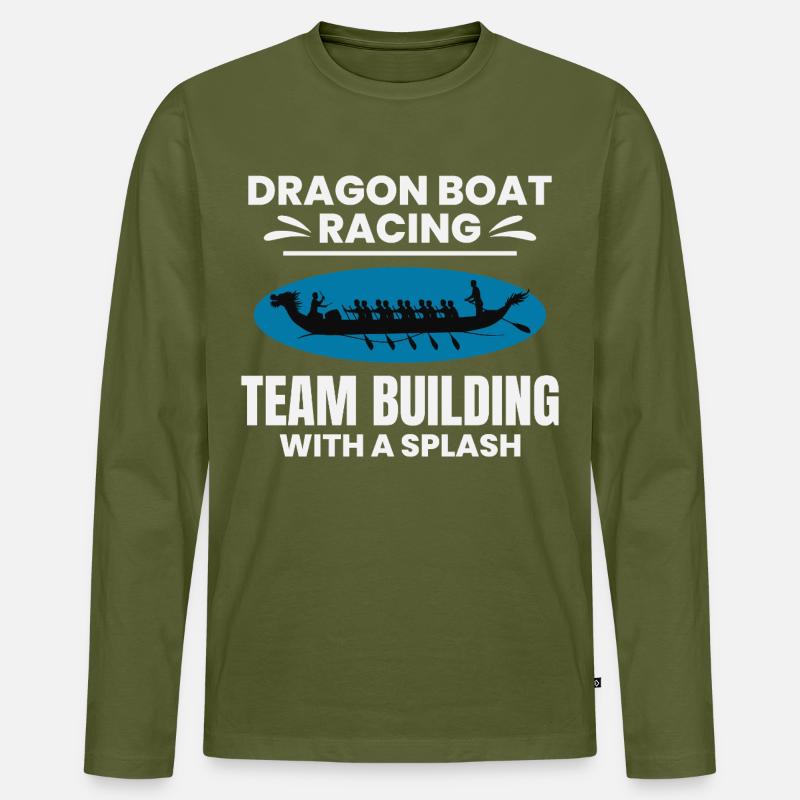 Synchronisiertes Paddelteam Drachenboot - Männer Premium Bio Langarmshirt - Khaki