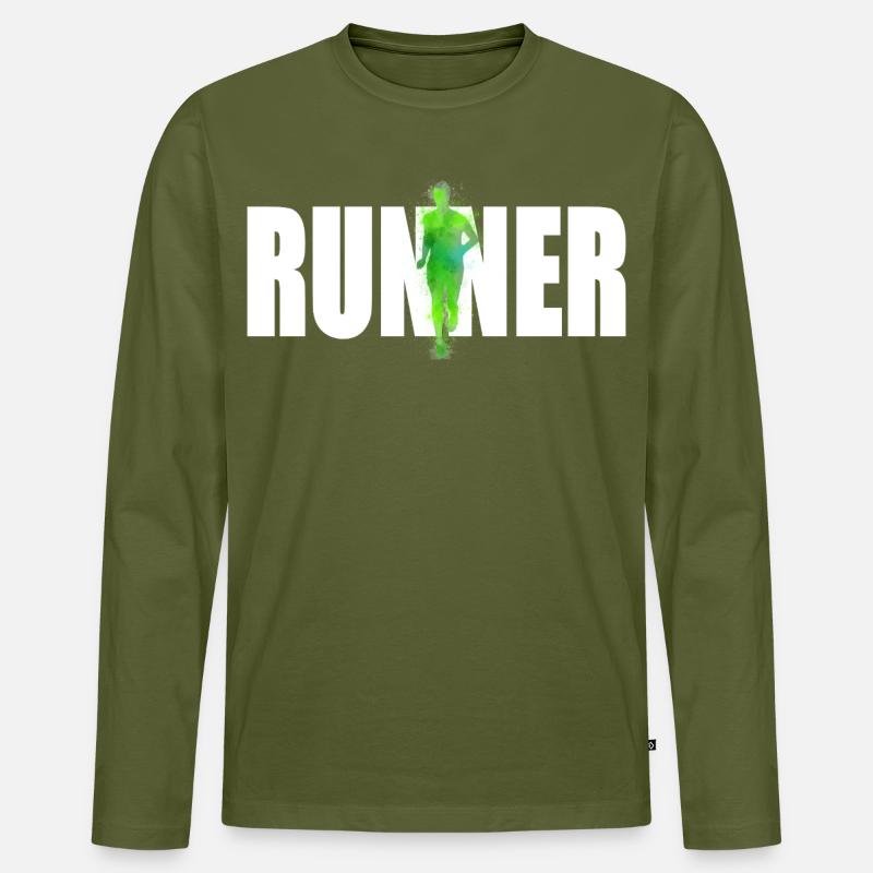 Runner - Männer Premium Bio Langarmshirt - Khaki