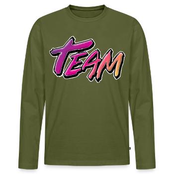 Team - Männer Premium Bio Langarmshirt - Khaki - Vorne - Nico (187cm)