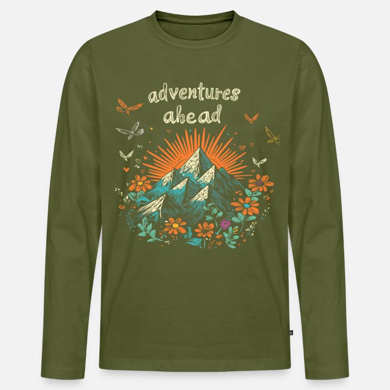Adventures ahead -  berge - Männer Premium Bio Langarmshirt - Khaki