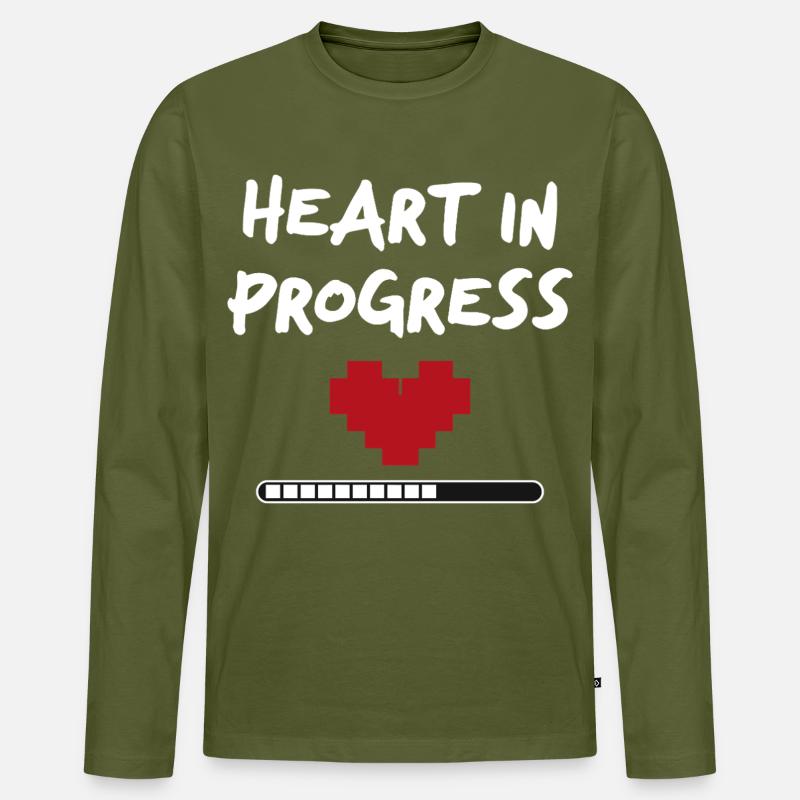 HEART IN PROGRESS Statement - Männer Premium Bio Langarmshirt - Khaki