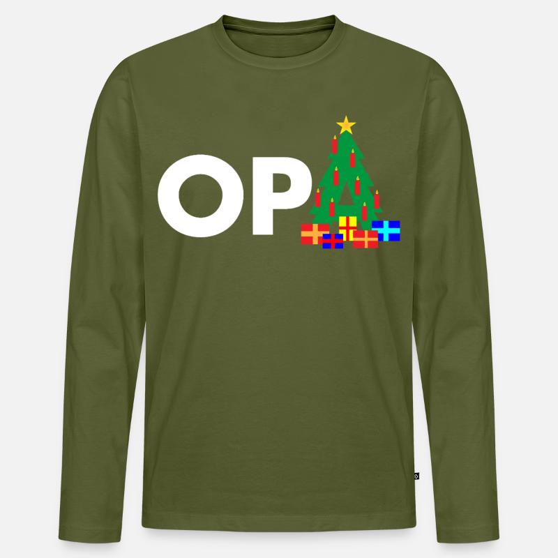 Opa Weihnachtsbaum - Männer Premium Bio Langarmshirt - Khaki