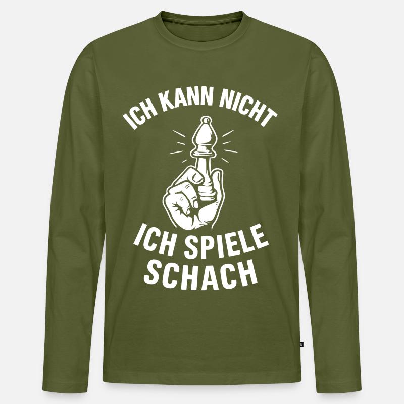 Schach Ausrede - Männer Premium Bio Langarmshirt - Khaki