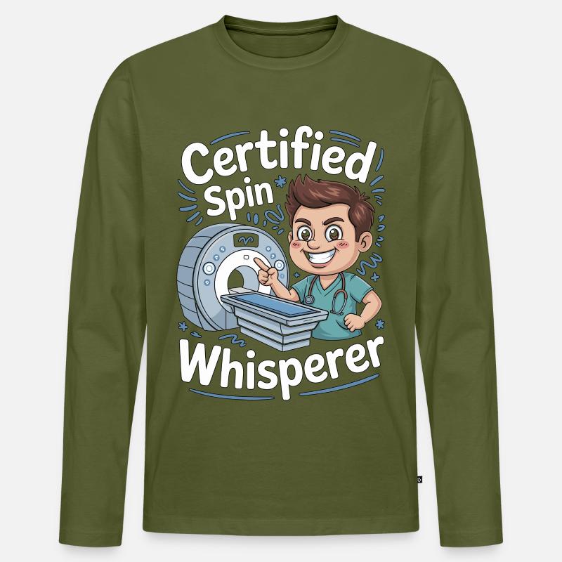 MRI Tech Certified Spin Whisperer Radiographer - Männer Premium Bio Langarmshirt - Khaki
