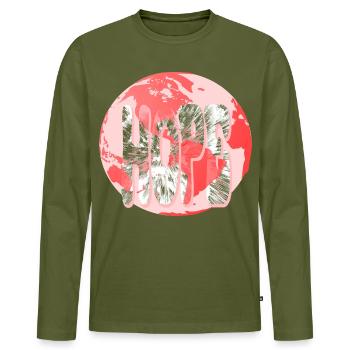 Espoir Terre Espoir - T-shirt manches longues Premium bio Homme - kaki - Devant - Nico (187cm)