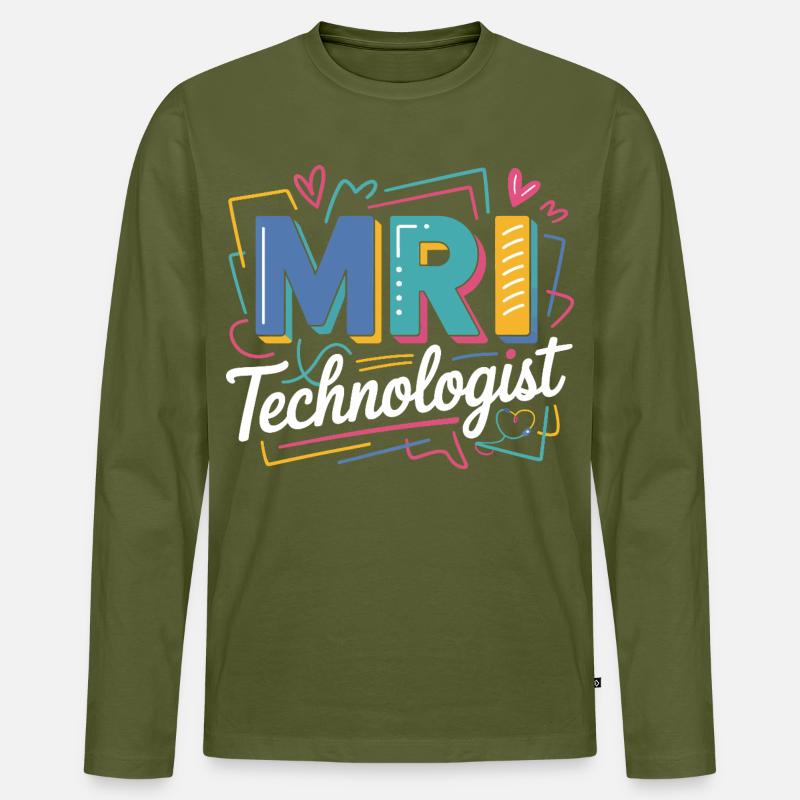 MRI Technologist Farbexplosion - Männer Premium Bio Langarmshirt - Khaki