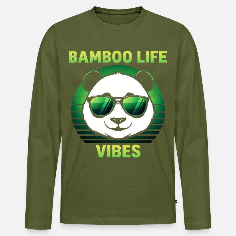 Cooler Panda Bamboo Life Vibes - Männer Premium Bio Langarmshirt - Khaki