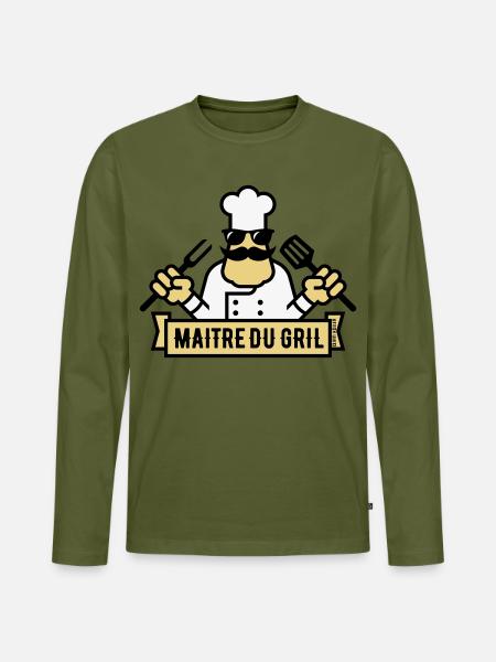 Grill Master (Grill / BBQ / BBQ / 3C) - Men's Premium Organic Long Sleeve Shirt - khaki