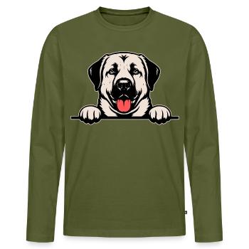 Insigne de nom Kangal coloré - T-shirt manches longues Premium bio Homme - kaki - Devant - Nico (187cm)