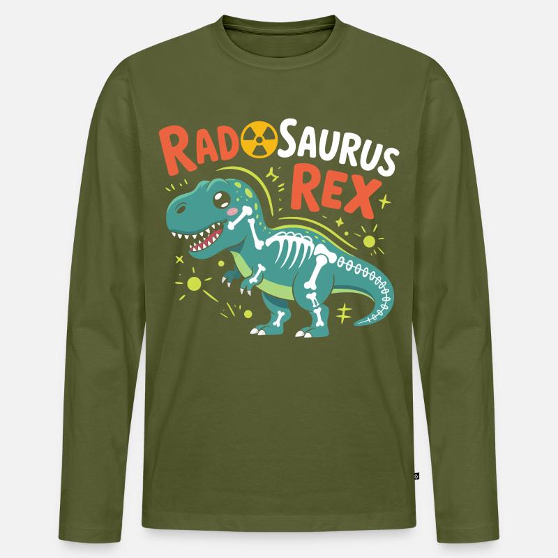 RadSaurus Rex Neon-Dino - Männer Premium Bio Langarmshirt - Khaki