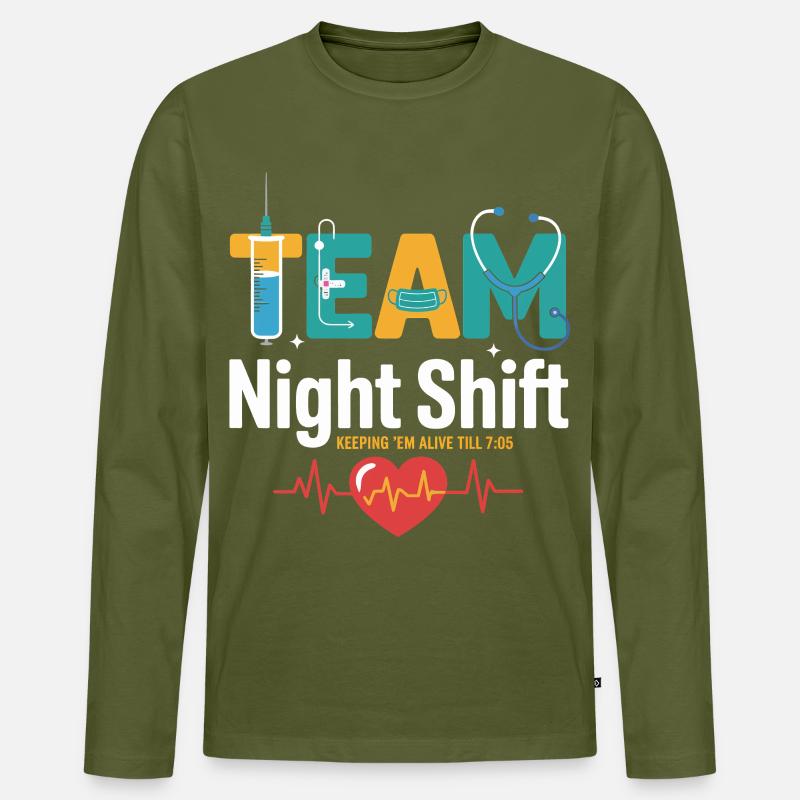Team Night Shift Med Crew - Männer Premium Bio Langarmshirt - Khaki