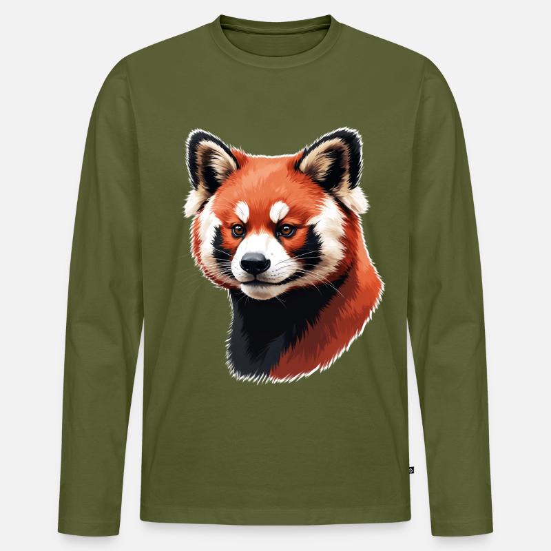 Roter Panda Kopf – Digitale Malerei - Männer Premium Bio Langarmshirt - Khaki