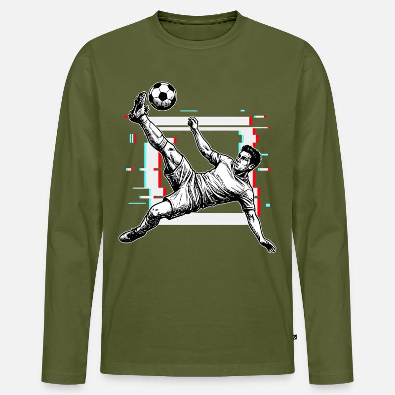 Fussball Schuss Fallrueckzieher Seitfallzieher - Männer Premium Bio Langarmshirt - Khaki