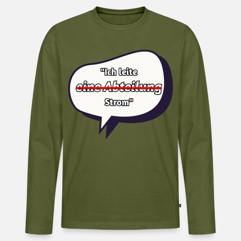 Ich leite Strom Spruch - Männer Premium Bio Langarmshirt - Khaki