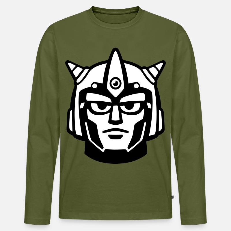 Elmo Robot Volto di Doomforge - Maglia a manica lunga ecologica premium da uomo - kaki