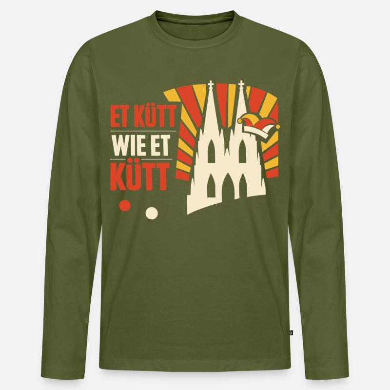 Karneval Köln Alaaf Geschenk Lustig - Männer Premium Bio Langarmshirt - Khaki