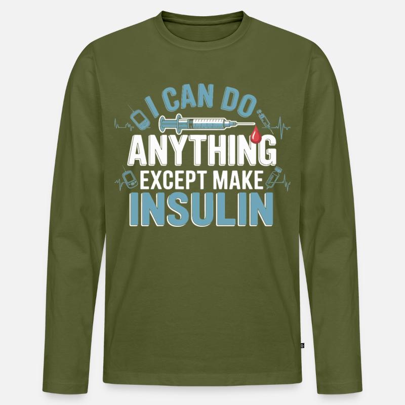 Ich kann alles außer Insulin - Männer Premium Bio Langarmshirt - Khaki