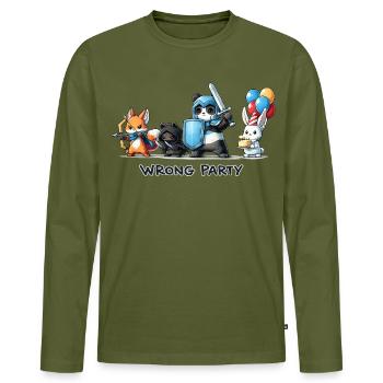Falsche Party – Ritter, Schurke, Magier & Geburtst - Männer Premium Bio Langarmshirt - Khaki - Vorne - Nico (187cm)