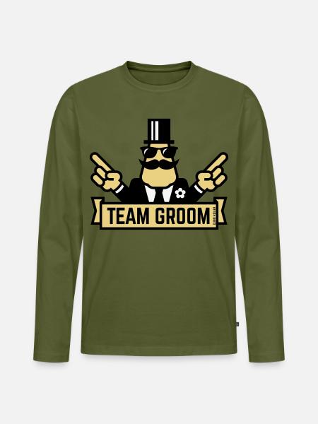 Team Groom (Pointing Stag Night Bachelor Party 3C) - Men's Premium Organic Long Sleeve Shirt - khaki