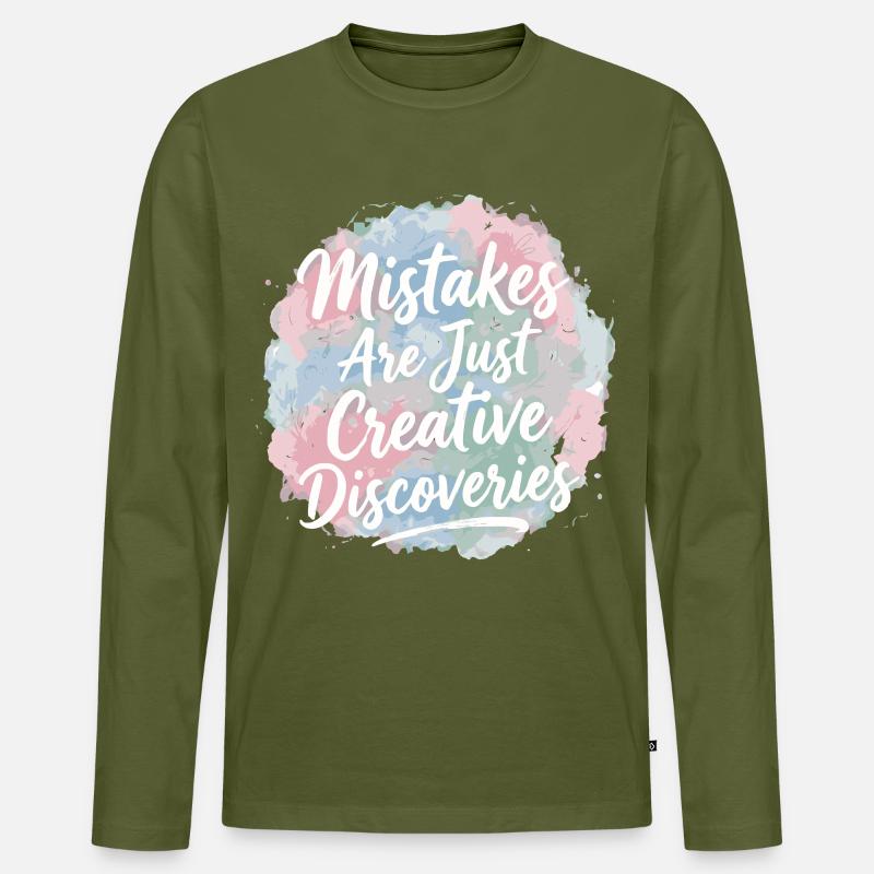 Mistakes Are Just Creative Discoveries - Männer Premium Bio Langarmshirt - Khaki