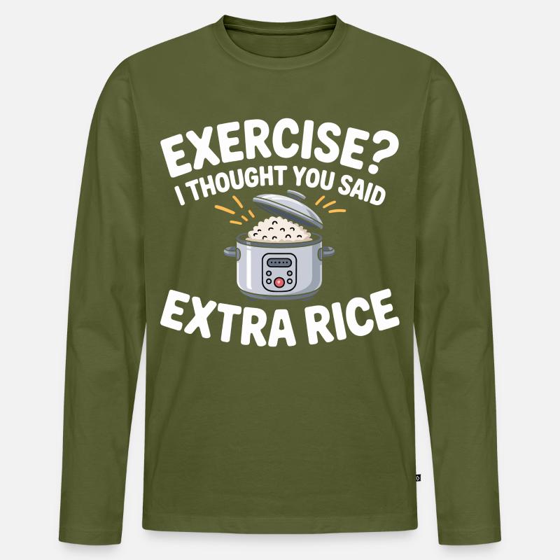 Reis-Witz: Extra Rice - Männer Premium Bio Langarmshirt - Khaki