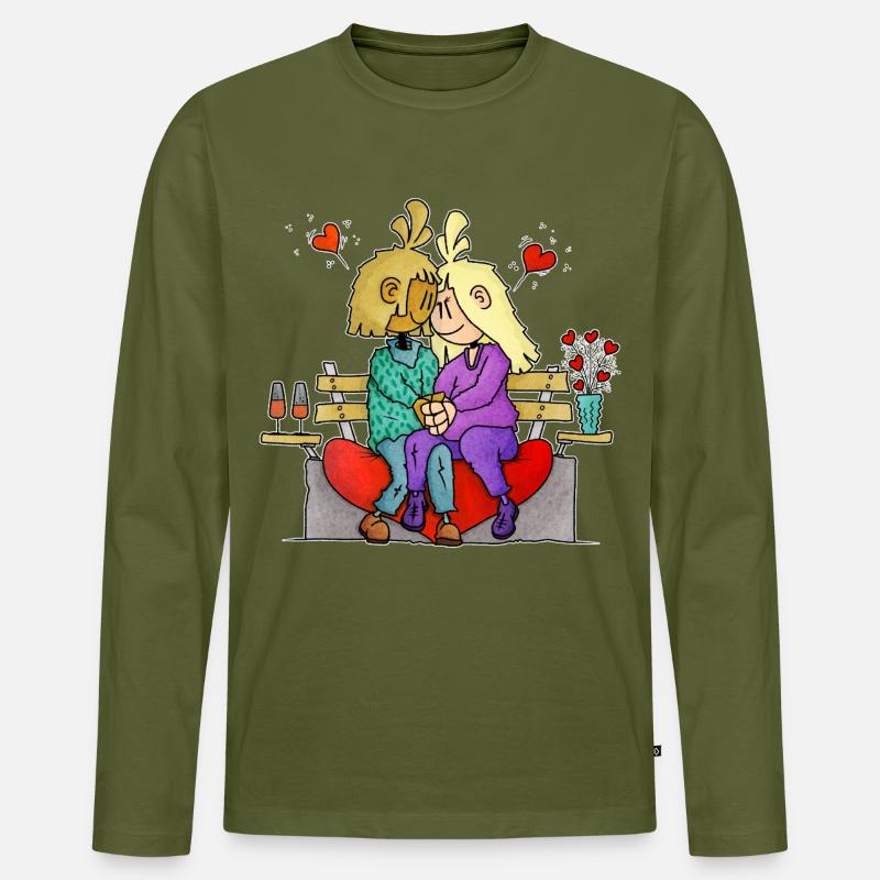 Rona und Ryan - der Valentinstag / - Männer Premium Bio Langarmshirt - Khaki