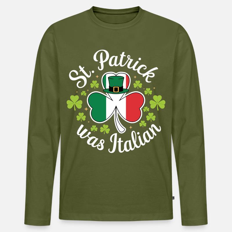 St Patrick War Italiener - Männer Premium Bio Langarmshirt - Khaki