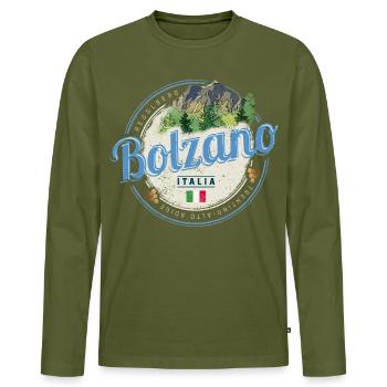 Bozen Trentino Südtirol Italien Vintage Souvenir - Männer Premium Bio Langarmshirt - Khaki - Vorne - Nico (187cm)