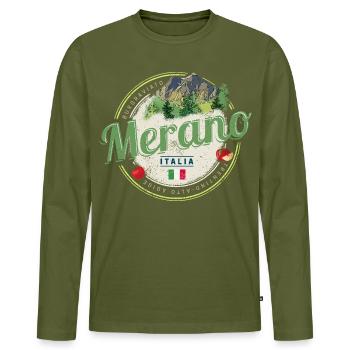 Meran Trentino Bozen Südtirol Italien Souvenir - Männer Premium Bio Langarmshirt - Khaki - Vorne - Nico (187cm)