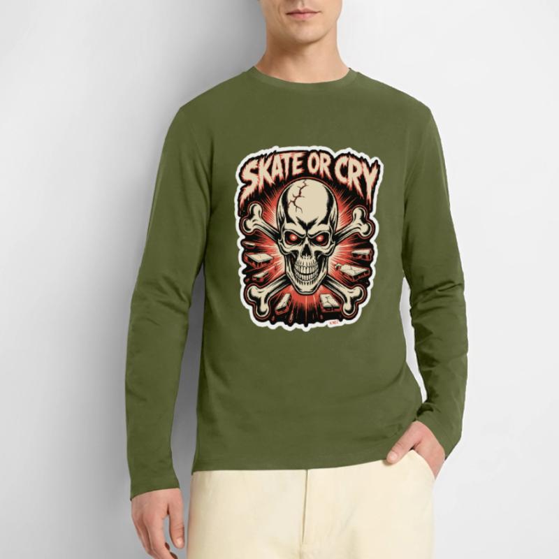 Skate- oder Cry-Skull-Tee-Design Männer Premium Bio Langarmshirt
