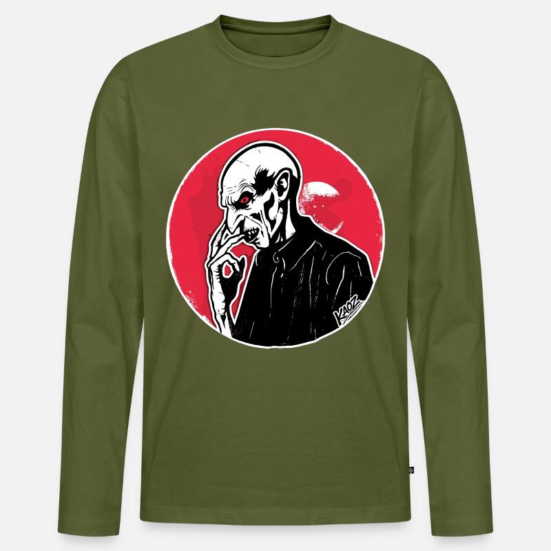 Crimson Zombie Silhouette - Männer Premium Bio Langarmshirt - Khaki