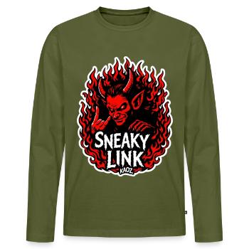 Infernal Sneaky Link - Men's Premium Organic Long Sleeve Shirt - khaki - Front - Nico (187cm)