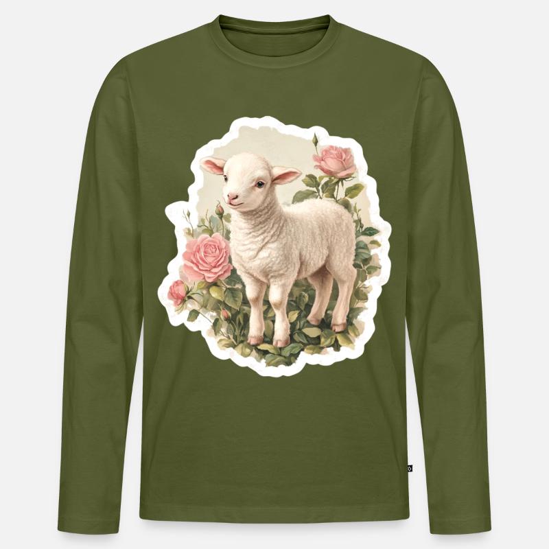 Lamm - Männer Premium Bio Langarmshirt - Khaki