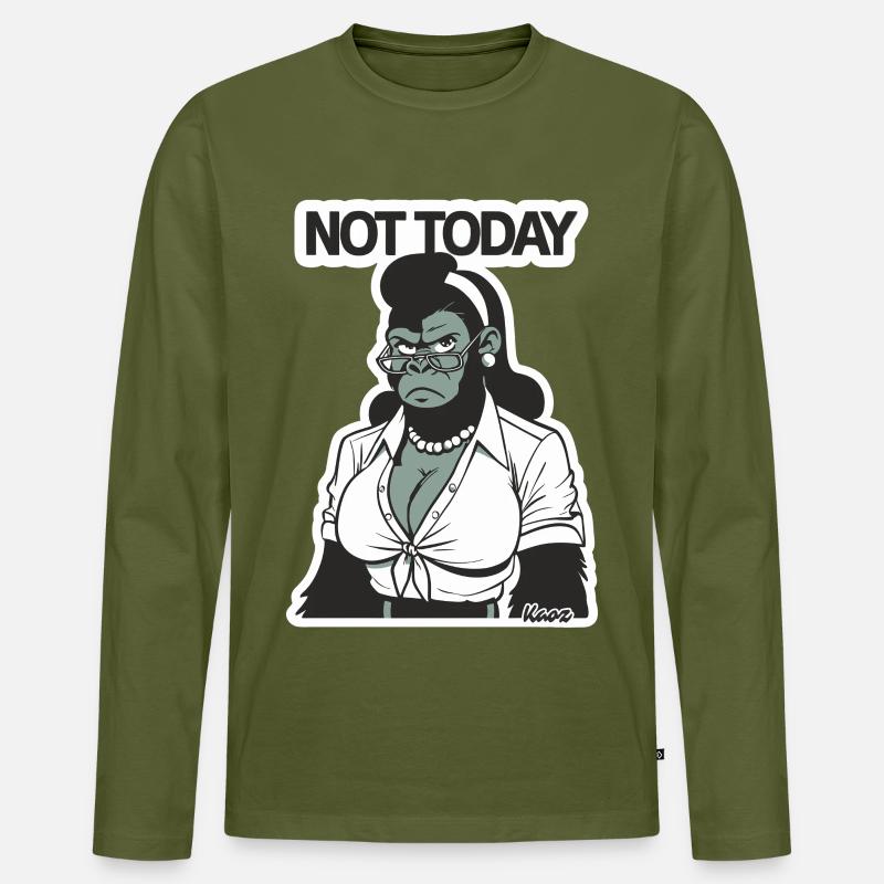 Nicht heute, Gorilla Lady - Männer Premium Bio Langarmshirt - Khaki