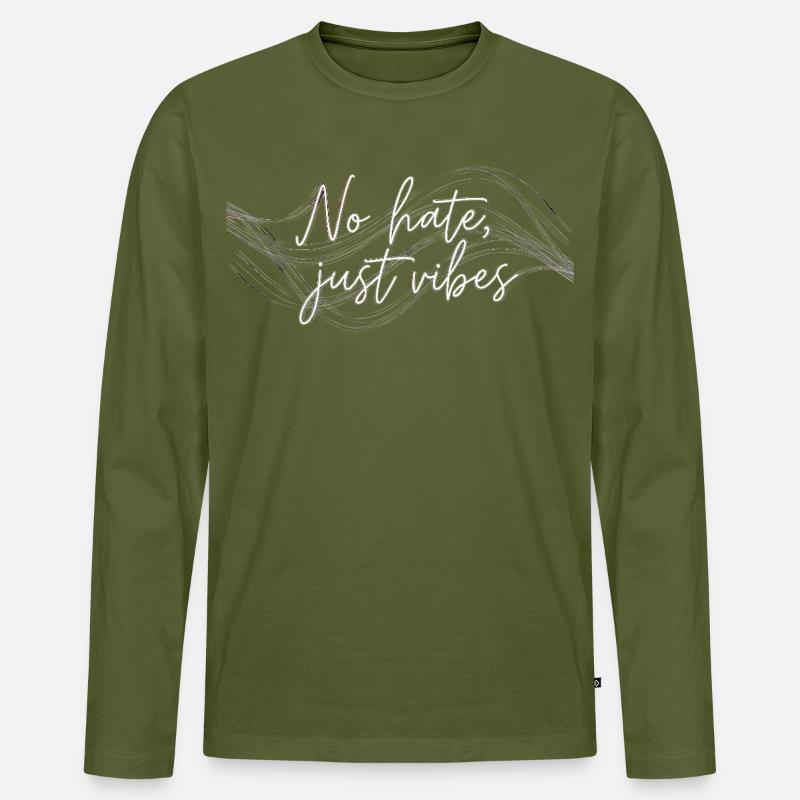 No Hate Just Vibes - Männer Premium Bio Langarmshirt - Khaki