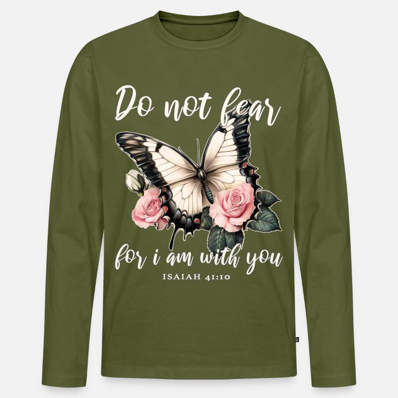Bibelvers Schmetterling Christlich - Männer Premium Bio Langarmshirt - Khaki