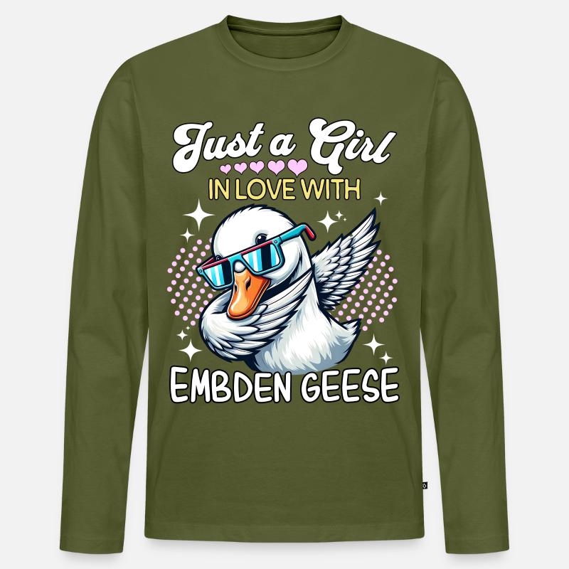Emdengans Mädchen Embden Goose - Männer Premium Bio Langarmshirt - Khaki