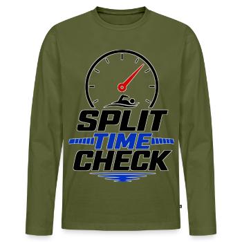 SPLIT TIME CHECK - Men's Premium Organic Long Sleeve Shirt - khaki - Front - Nico (187cm)