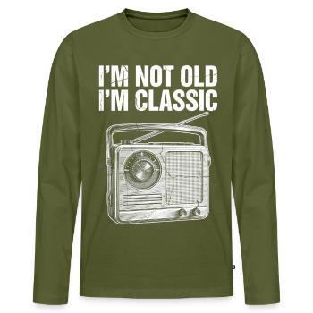 Nicht alt, ich bin Klassiker: Vintage Radio - Männer Premium Bio Langarmshirt - Khaki - Vorne - Nico (187cm)
