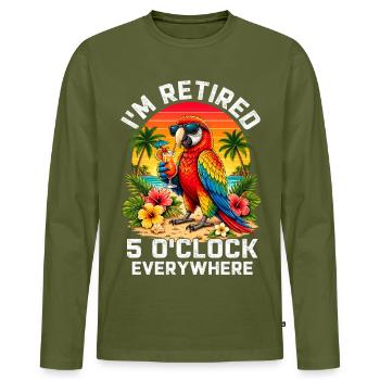 I'm Retired It's 5 O'Clock Everywhere - Männer Premium Bio Langarmshirt - Khaki - Vorne - Nico (187cm)